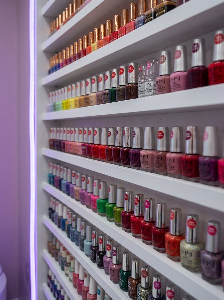 shelf of polished